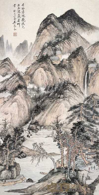 吴琴木 1933年作 丹枫绿树 镜心 79.5×41cm